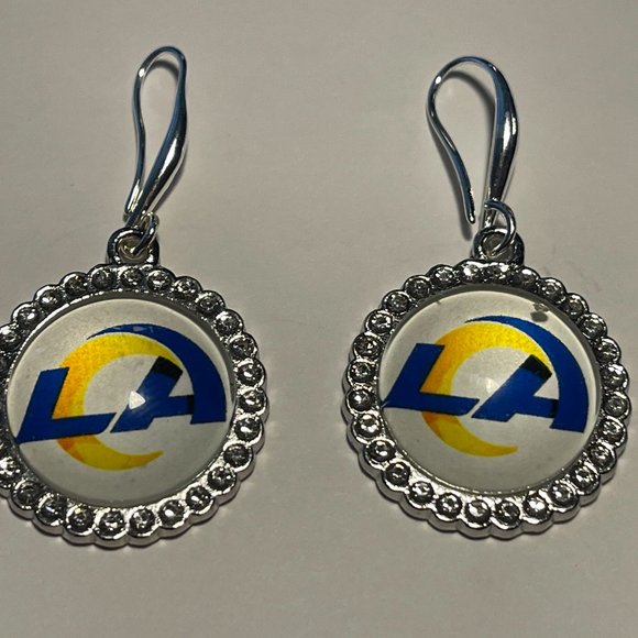 Los Angeles Rams NFL Fashion Dangle Rhinestone Earrings !!NEW!! - Picture 1 of 2